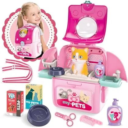 Pet Care Playset with Toy Cat & Carrier