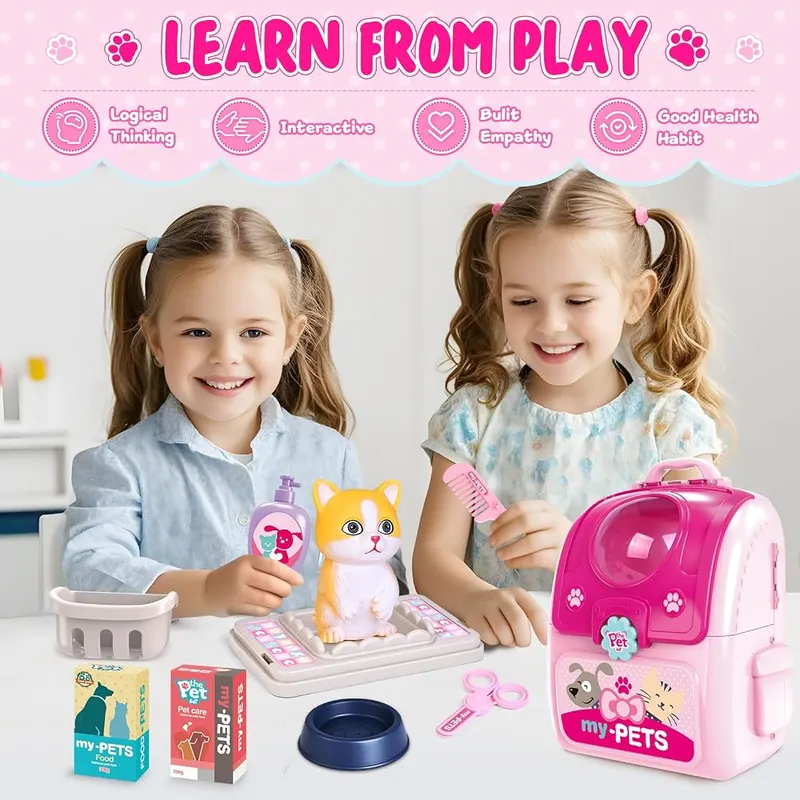 Pet Care Playset with Toy Cat & Carrier, view 4