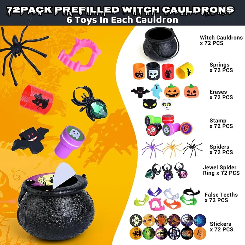 Prefilled Witch Cauldron Party Favors, 72 cauldrons, view 4