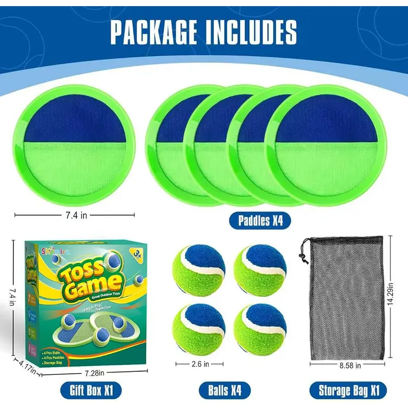 Toss & Catch Ball Game, 4 paddles, 4 balls, view 2